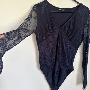 SHEIN Navy Lace Bodysuit